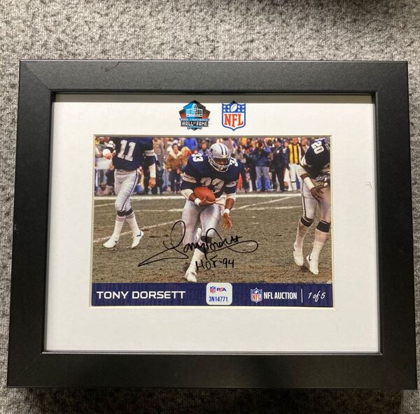 HOF - Cowboys Tony Dorsett NFL Auction Exclusive Signed 5x7 Framed Photo...