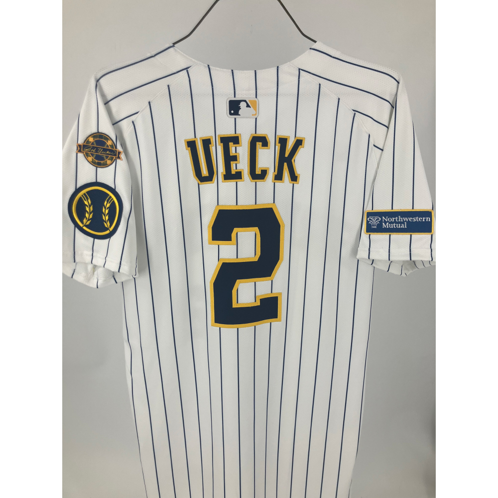 メジャーリーガー写真プリントボール Game Used Pinstripe Jersey #2 Brice Turang, 8/24/25 Uecker