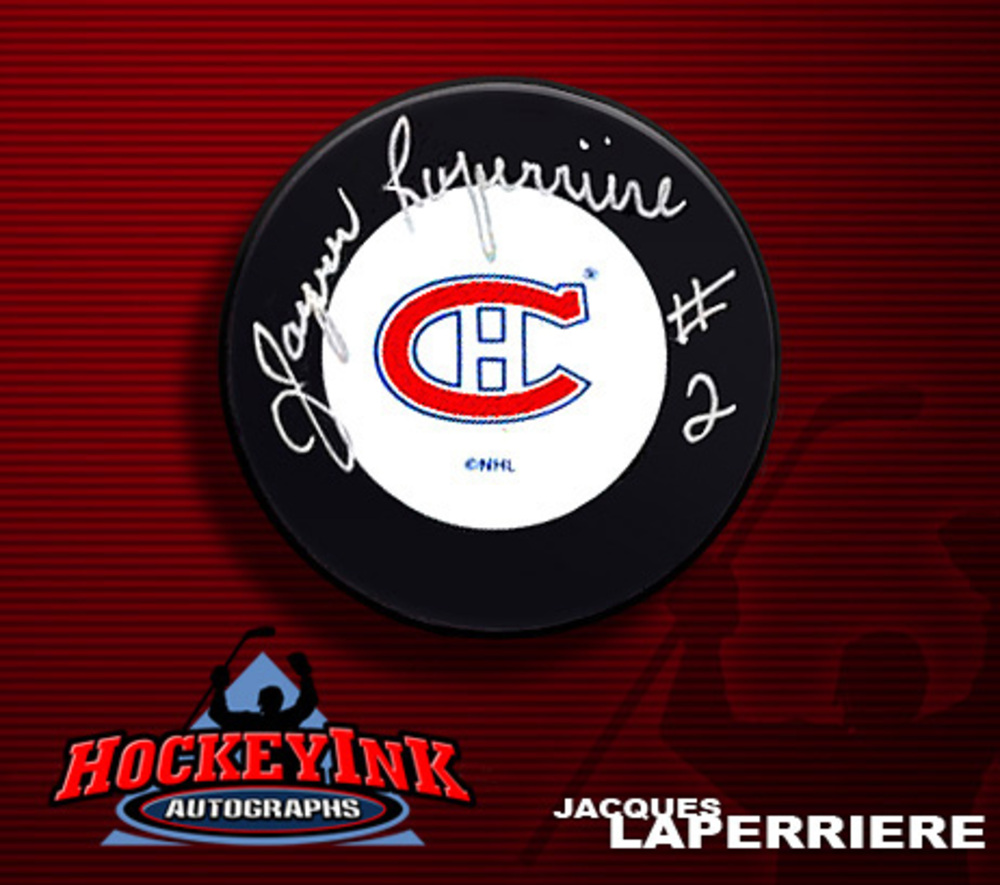 JACQUES LAPERRIERE Signed Montreal Canadiens Puck