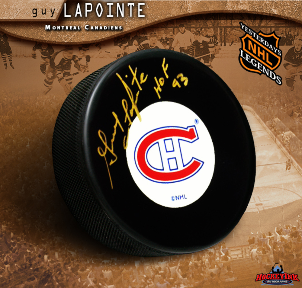 GUY LAPOINTE Signed Montreal Canadiens Puck