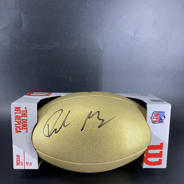 NFL - Patriots Drake Maye Signed Gold Composite Football