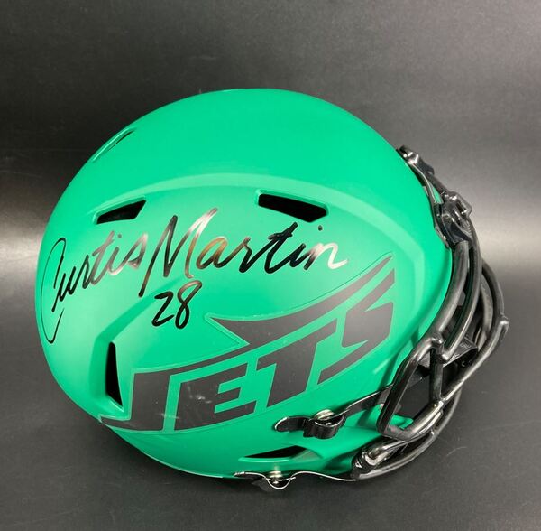 HOF - Jets Curtis Martin Signed Replica Rave Speed Helmet
