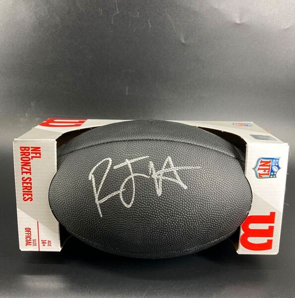 NFL - Broncos RJ Harvey Signed Black Composite Silver Series Football