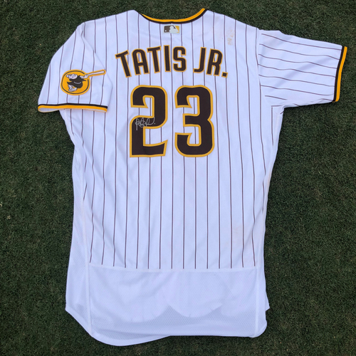 WAS @ SD - Fernando Tatis Jr. 28th Home Run Game Used Autographed Home Jersey. 2x5, HR off of Max Scherzer - 7/8/2021