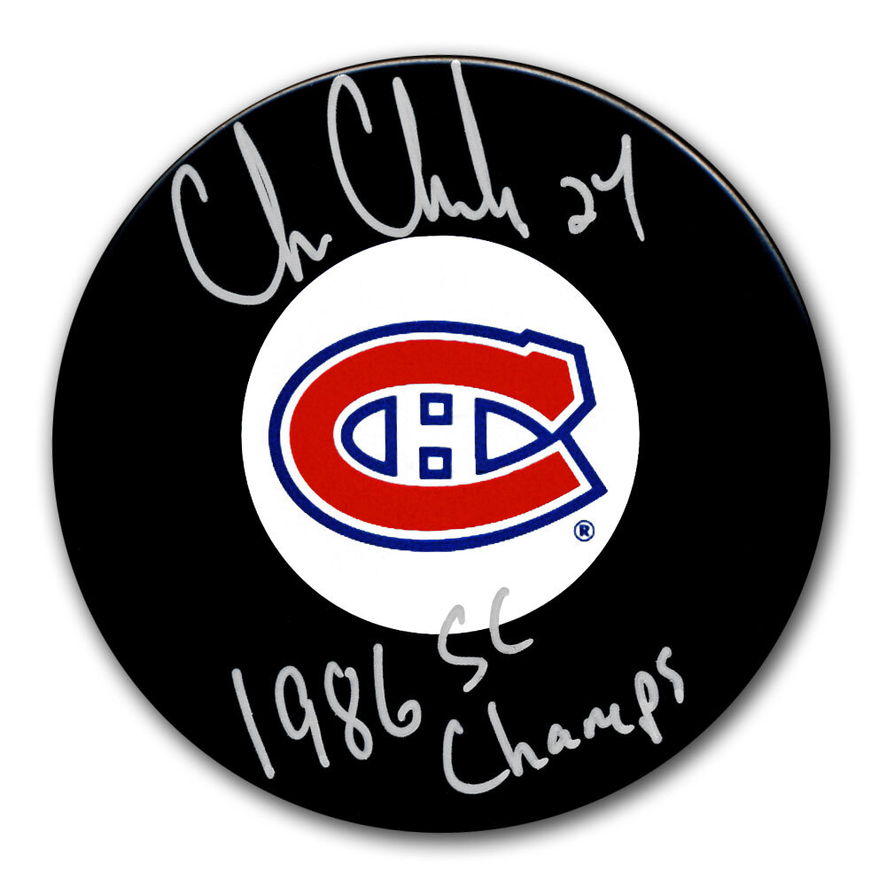 Chris Chelios Montreal Canadiens 1986 Stanley Cup Autographed Puck