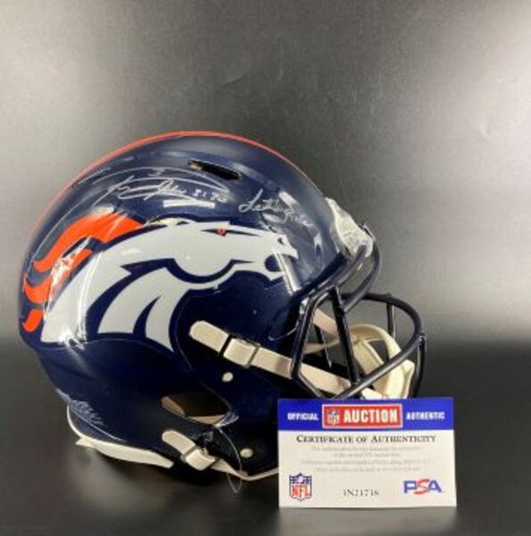 Broncos - Russell Wilson Signed Authentic Speed Helmet With Let's Ride I...