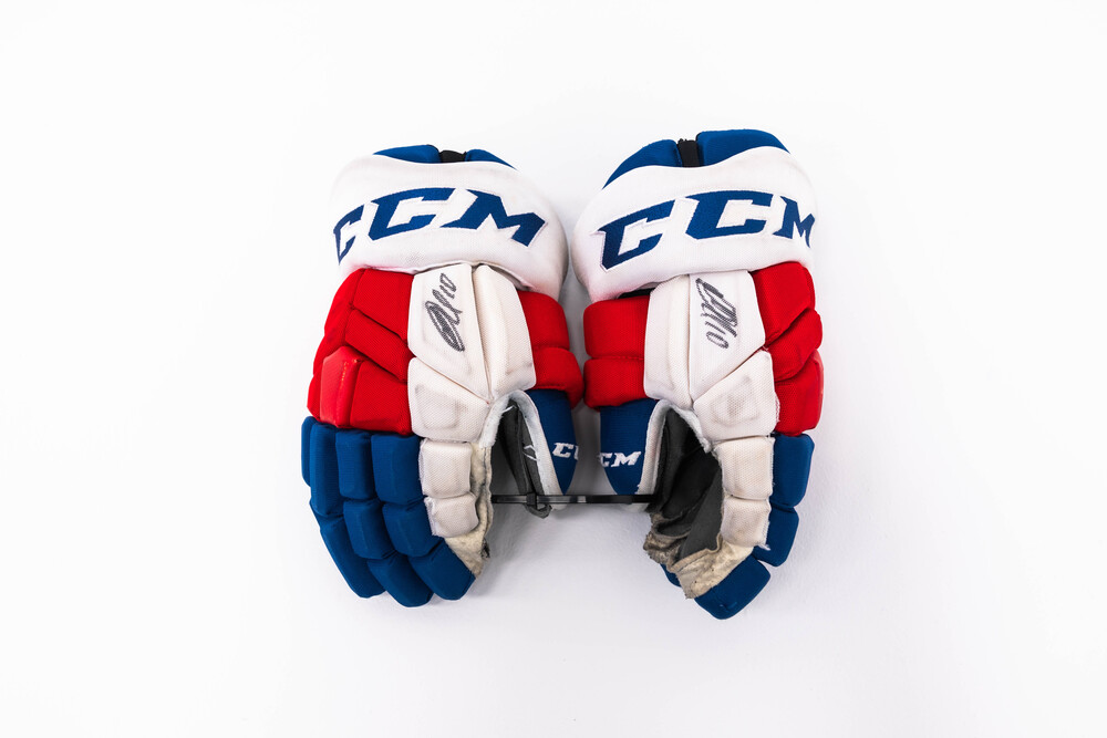 Signed and Game-Used CCM Gloves by #10 Artemi Panarin