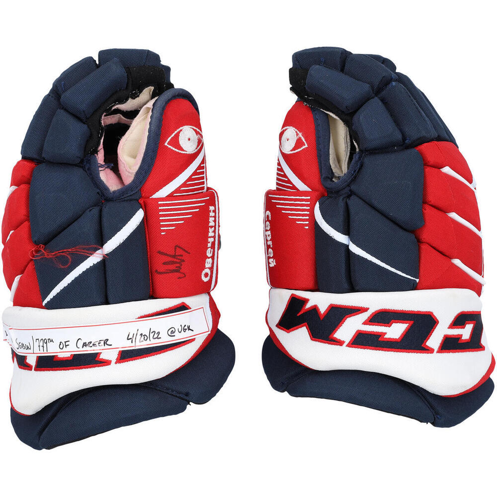 Alex Ovechkin Washington Capitals Autographed Game-Used Blue CCM Gloves vs. Vegas Golden Knights on April 20, 2022 - 779th Career Goal 