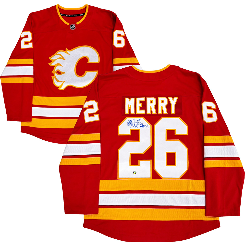 Dominic Monaghan Autographed & Worn Calgary Flames MERRY Jersey - 2026 Calgary Expo LOTR Hobbit Event