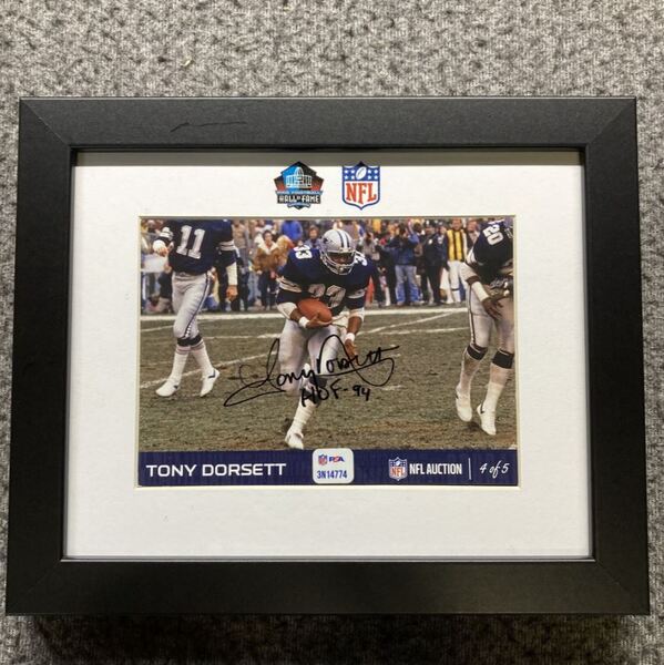 HOF - Cowboys Tony Dorsett NFL Auction Exclusive Signed 5x7 Framed Photo...