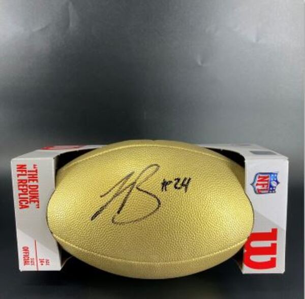 NFL - Panthers Jonathon Brooks Signed Gold Composite Football