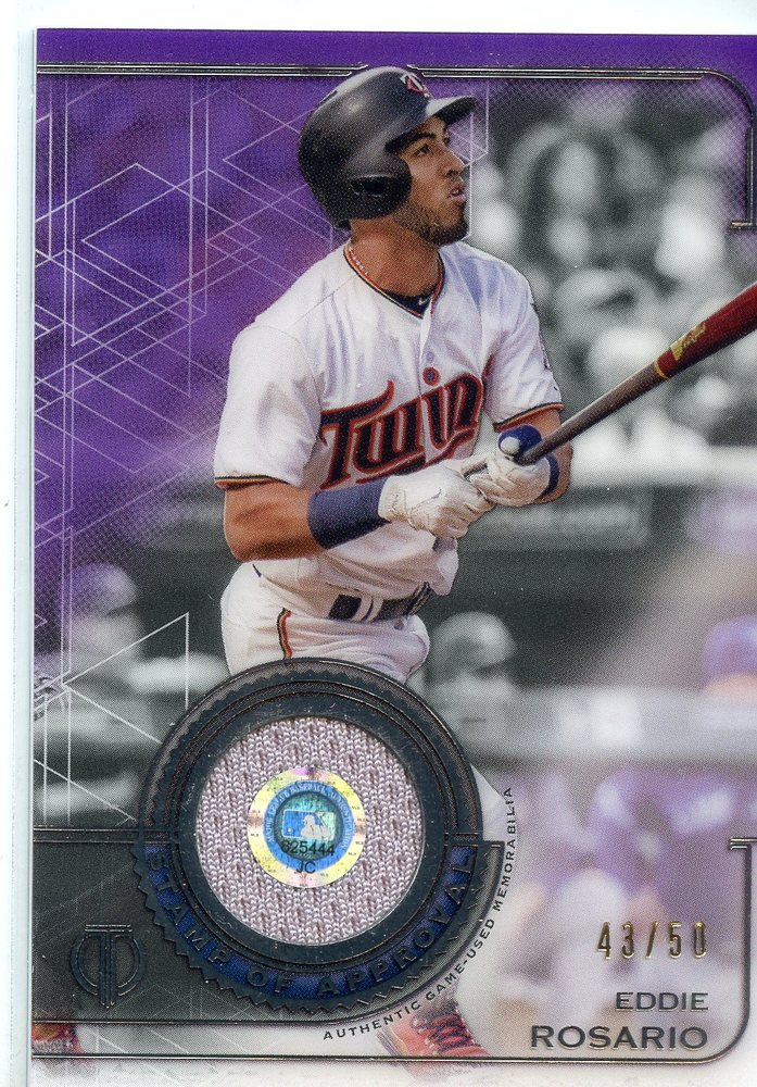 2019 Topps Tribute Stamp of Approval Relics Purple #SOAER Eddie Rosario 43/50