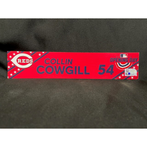Collin Cowgill Game Used Opening Day Locker Name Plate Cincinnati