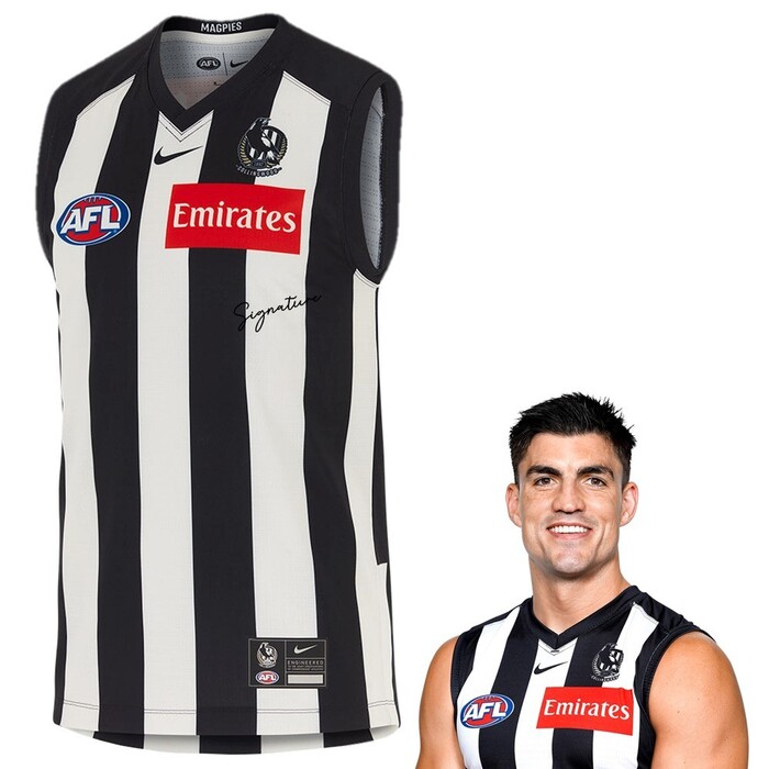 Photo of Brayden Maynard #4 Collingwood 2025 Signed Home Match-Worn Guernsey