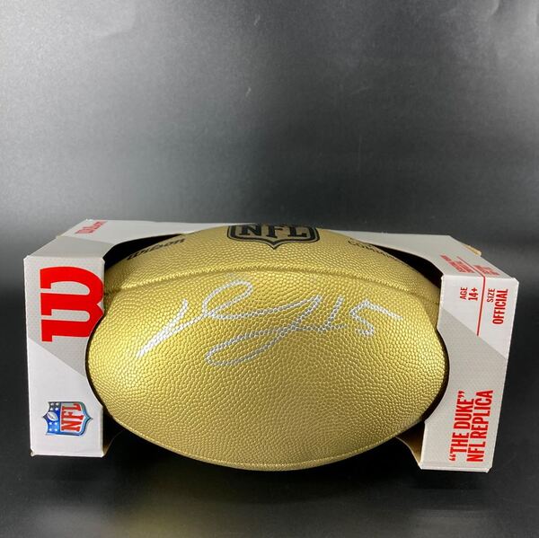 NFL - Vikings Dallas Turner Signed Gold Composite Football