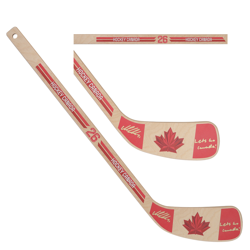 Macklin Celebrini San Jose Sharks Autographed Team Canada 2026 Olympics Mini Wood Stick with 