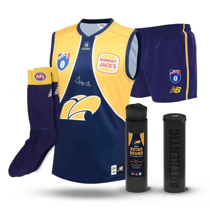 Jai Culley #49 West Coast Eagles Signed Retro Player Guernsey, Shorts & Socks