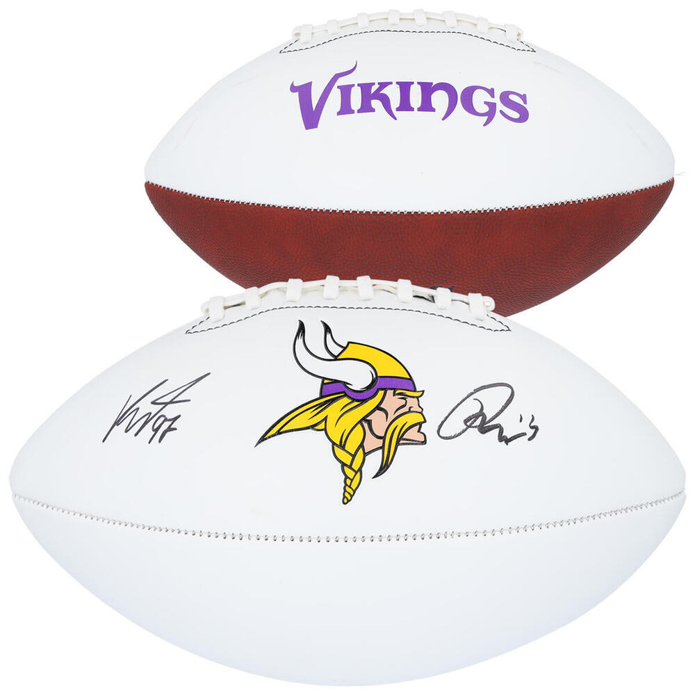 Kirill Kaprizov and Marco Rossi Minnesota Wild Autographed Minnesota Vikings White Panel Football