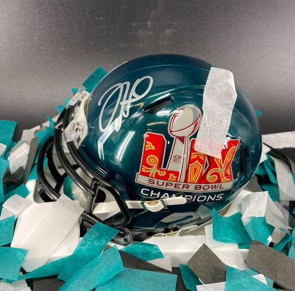 Eagles - Jalen Hurts Signed Commemorative Super Bowl LIX Mini Helmet Wit...