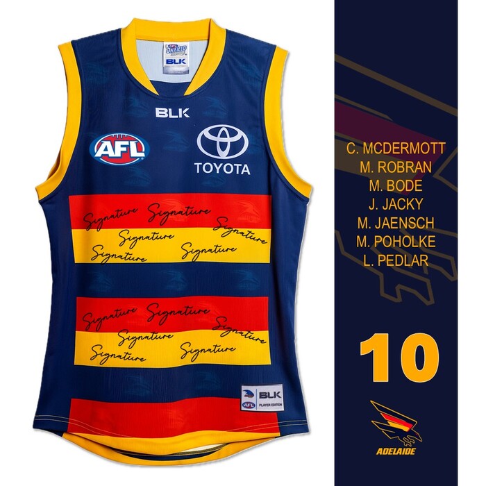 Photo of AFL Adelaide Crows #10 Past & Current Players Signed Guernsey