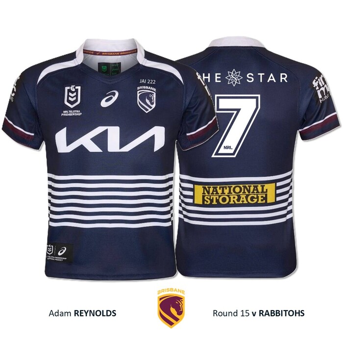 Photo of Adam Reynolds #7 Brisbane Broncos Jai Arrow Tribute Jersey Player-Issued 