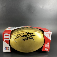 HOF - Cowboys Randy White Signed Gold Football with 100 Season Logo with...