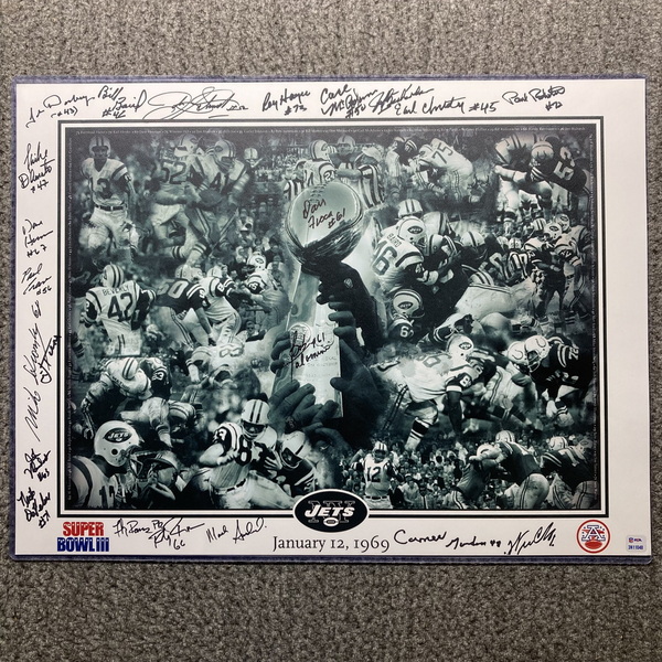 NFL - Jets Multi Sign Super Bowl III Collage Poster (24x18) Signed By Ov...