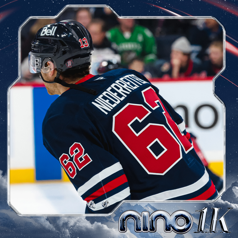 Gabriel Vilardi #13 Warmup Worn Nino Niederreiter Commemorative Jersey