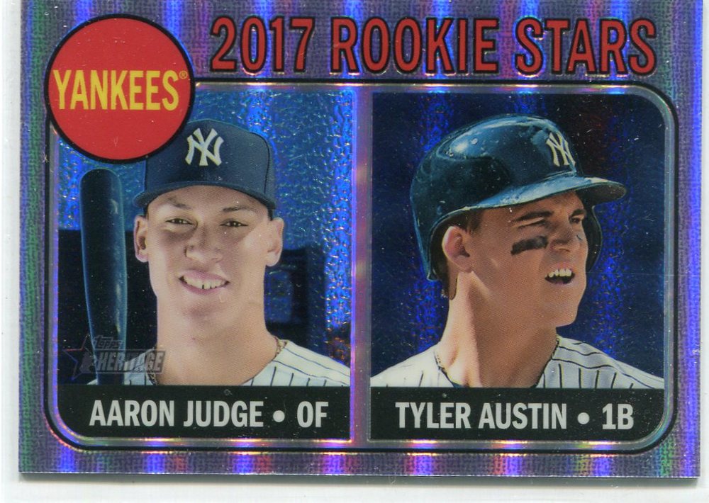 2017 Topps Heritage Chrome Purple Refractors #214 Aaron Judge/Tyler Austin
