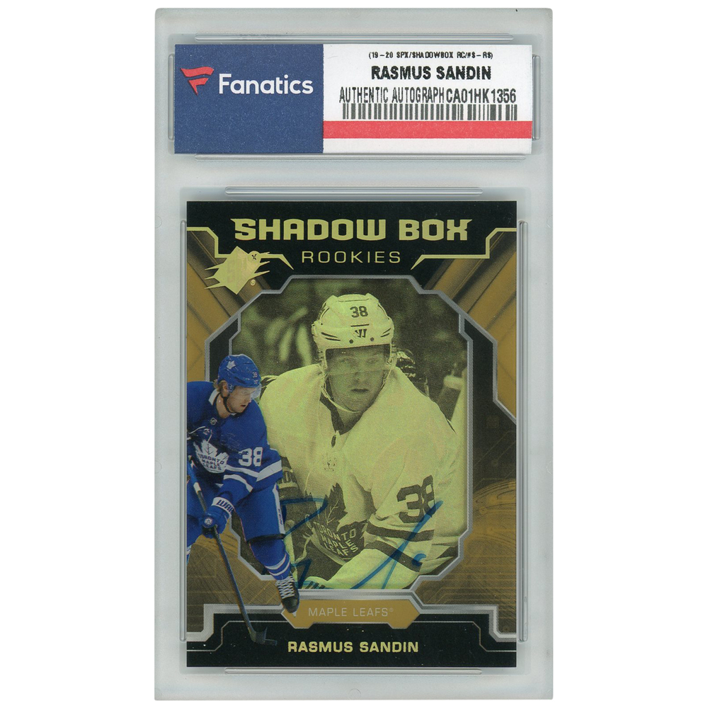 Rasmus Sandin Toronto Maple Leafs Autographed 2019-20 Upper Deck SPx Shadow Box Rookie Auto Parallel Tier 1 #S-RS Card - #132 of a Limited Edition of 150 - Pack Pulled