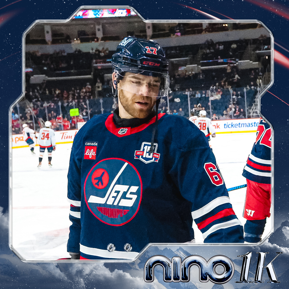 Adam Lowry #17 Warmup Worn Nino Niederreiter Commemorative Jersey