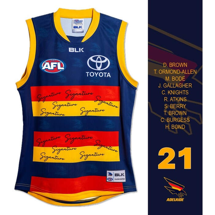 Photo of AFL Adelaide Crows #21 Past & Current Players Signed Guernsey