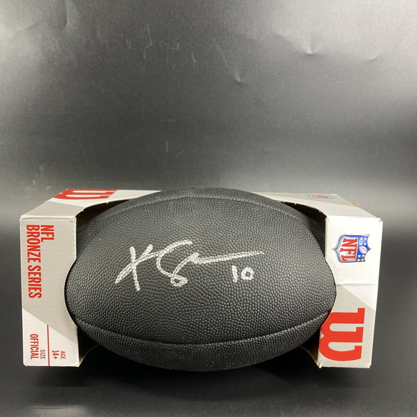 Bills - Khalil Shakir Signed Black Football With Metallic Bills Logo