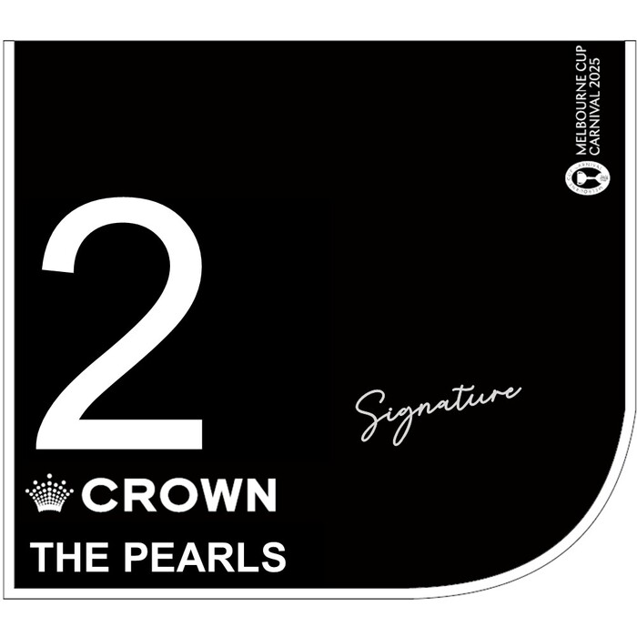 Photo of #2 The Pearls - James McDonald Signed Crown Oaks Day Saddlecloth