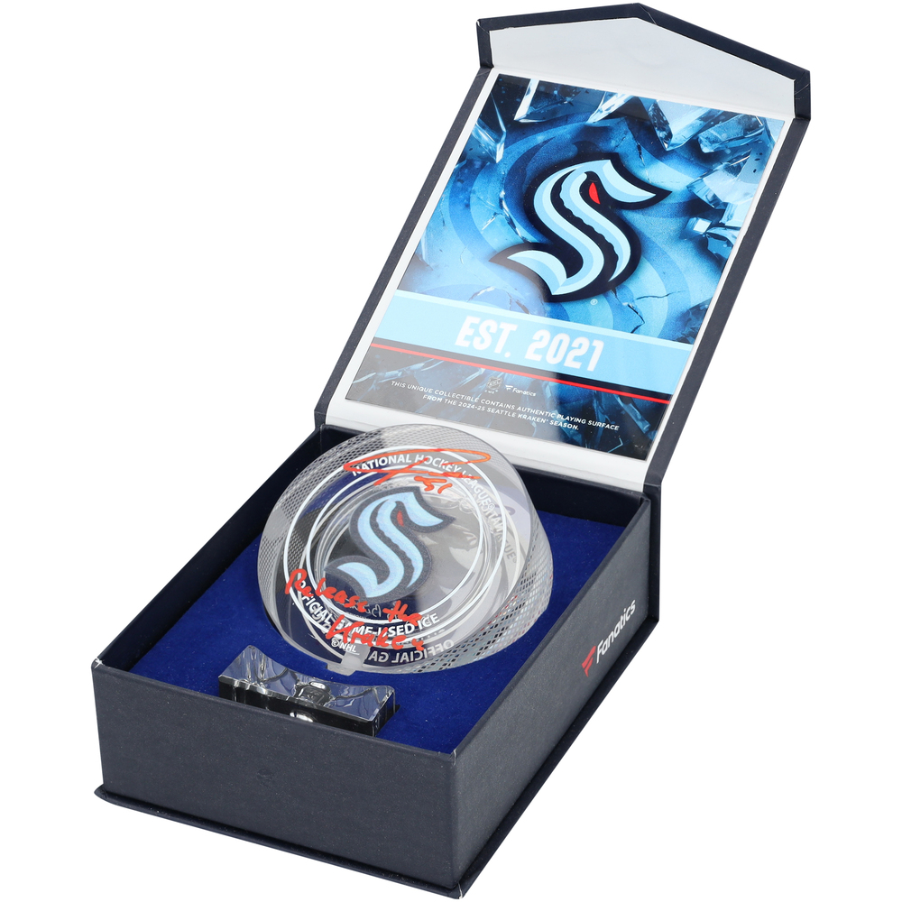 Philipp Grubauer Seattle Kraken Autographed Crystal Puck - Filled with Ice from the 2024-25 Season with 