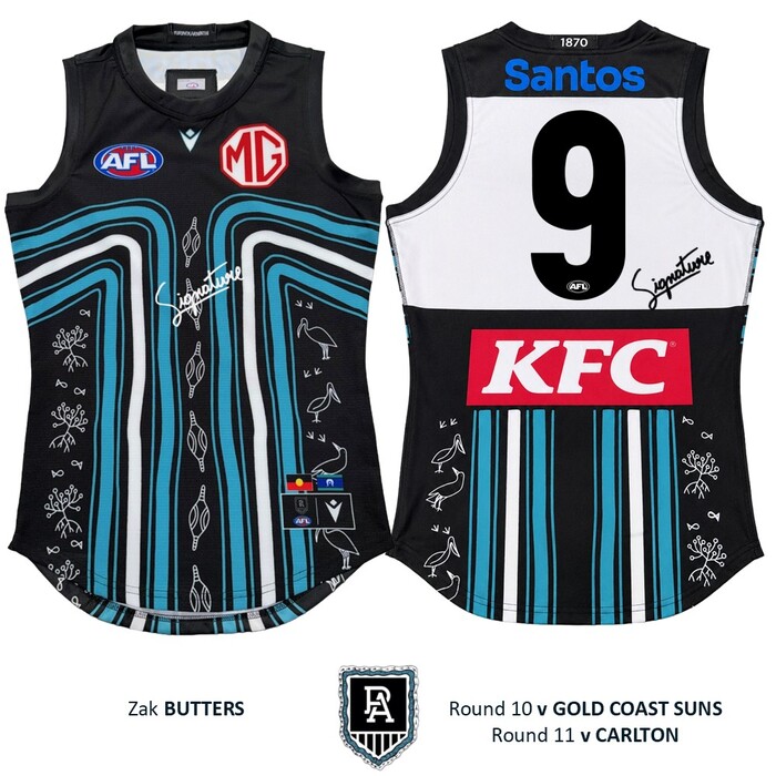 Photo of Zak Butters #9 Yartapuulti 2026 First Nations Home Guernsey