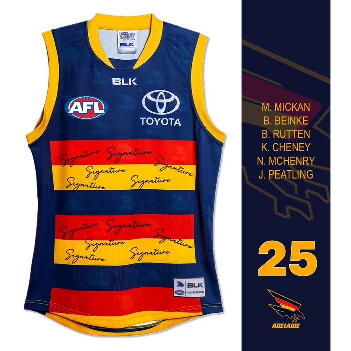 Photo of AFL Adelaide Crows #25 Past & Current Players Signed Guernsey
