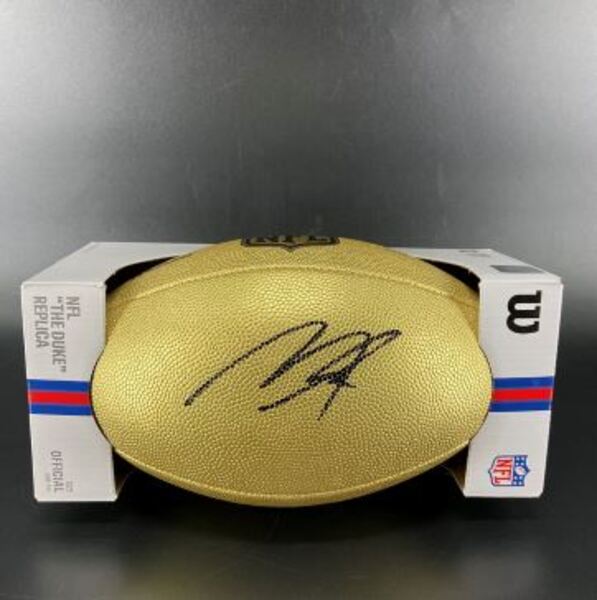 NFL - Eagles Makai Lemon Signed Gold Composite Football