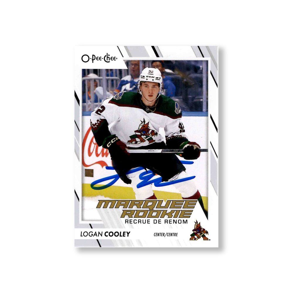 Logan Cooley Autographed Arizona Coyotes OPC Marquee Rookie Hockey Card #584