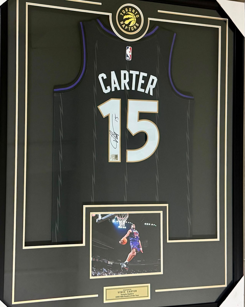 Vince Carter Autographed 2024-25 City Edition Dino Dunk Jersey - Custom Frame