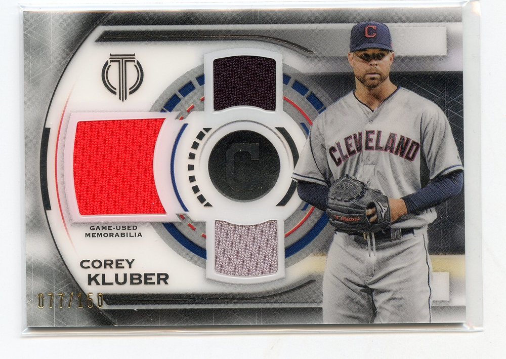 2019 Topps Tribute Triple Relics #TTRCK Corey Kluber 077/150