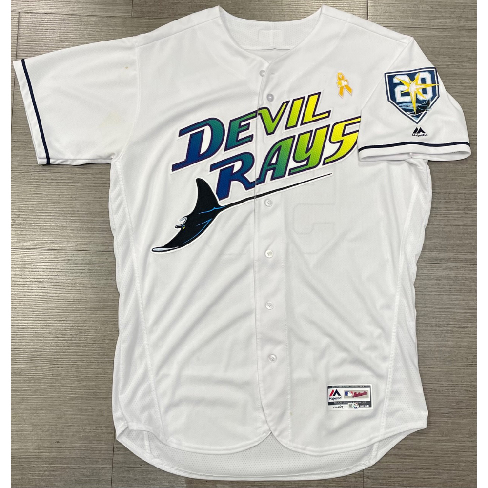 Devil Rays Uniforms Options Game Used 20th Anniversary Devil Rays Jersey: Ryne Stanek - 3 Games ...