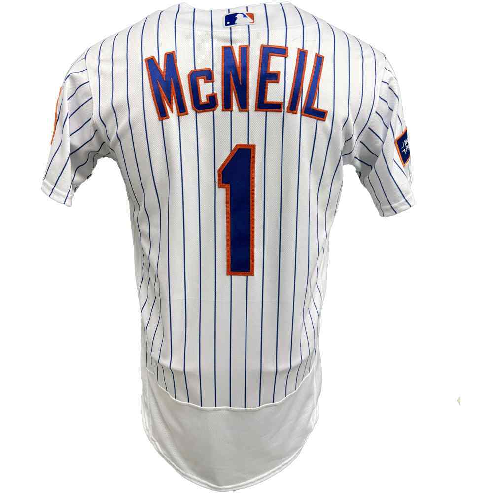 Jeff McNeil #1 - Game-Used White Pinstripe Jersey - 1-4, RBI