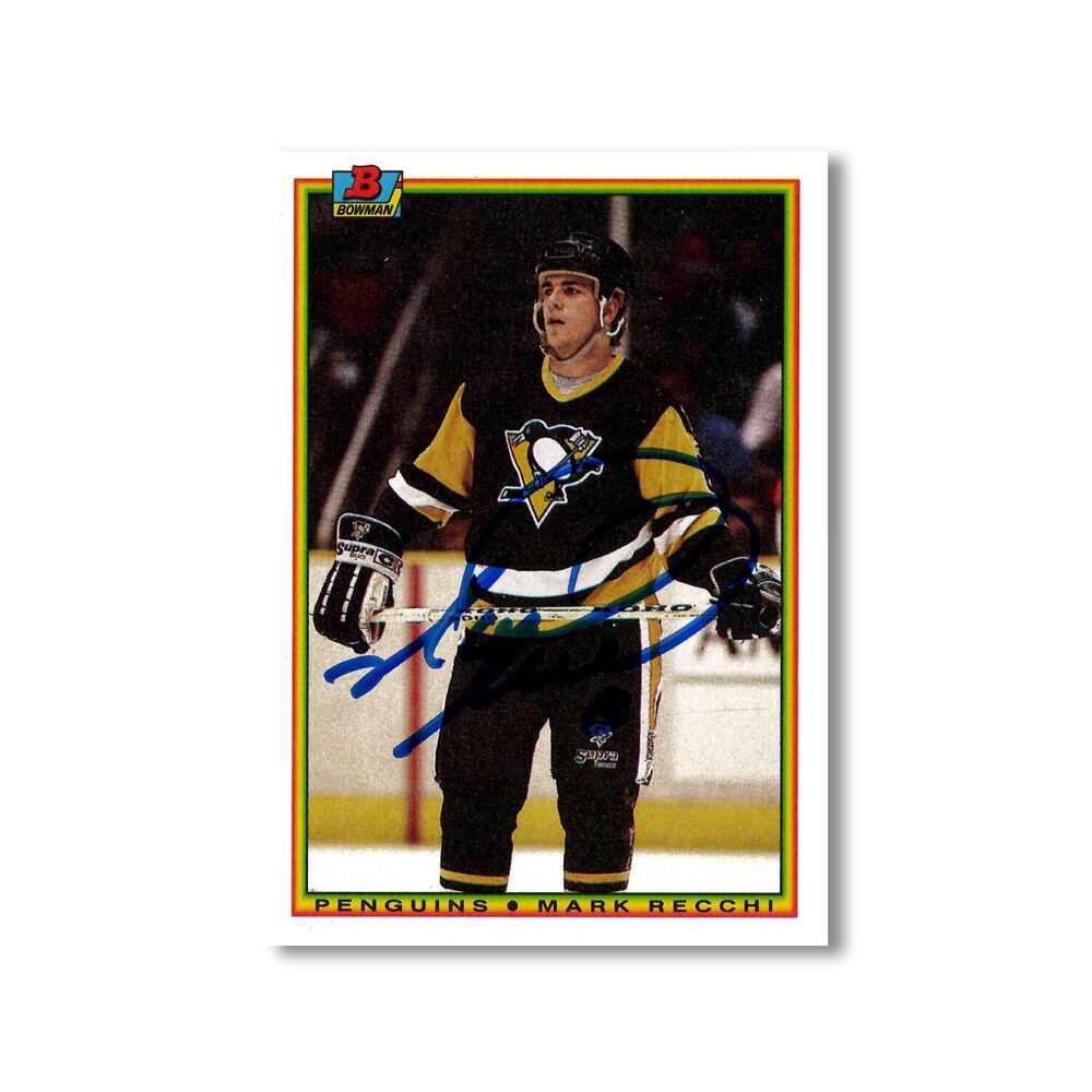 Mark Recchi Autographed 1990-91 Bowman Rookie Hockey Card #206