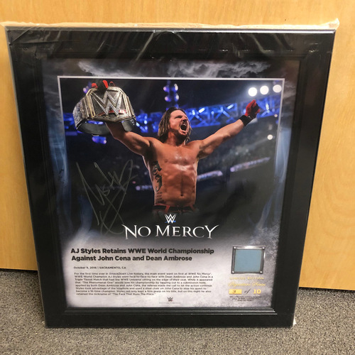 AJ Styles SIGNED No Mercy 2016 Signature Series Ring Canvas Plaque (#1 of 10)