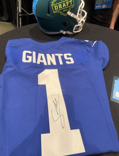 Francis Mauigoa  Autographed Giants Draft Jersey - 1st NFL Auction offic...