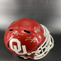 NFL - Oklahoma Replica Speed Helmet Signed by Baker Mayfield, Lane Johns...
