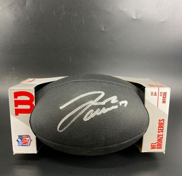 NFL - Bills Josh Allen Signed Black Football With Metallic Bills Logo