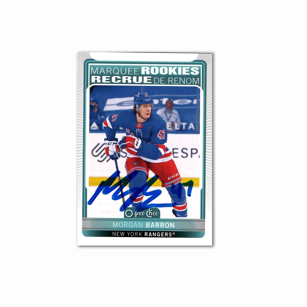 Morgan Barron Autographed New York Rangers OPC Marquee Rookie #520 Hockey Card