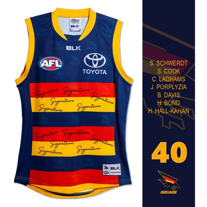 Photo of AFL Adelaide Crows #40 Past & Current Players Signed Guernsey